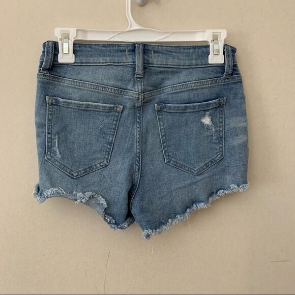 Oasis By Eunina Denim Distressed Cut Off High Waisted Shorts - Picture 3 of 5